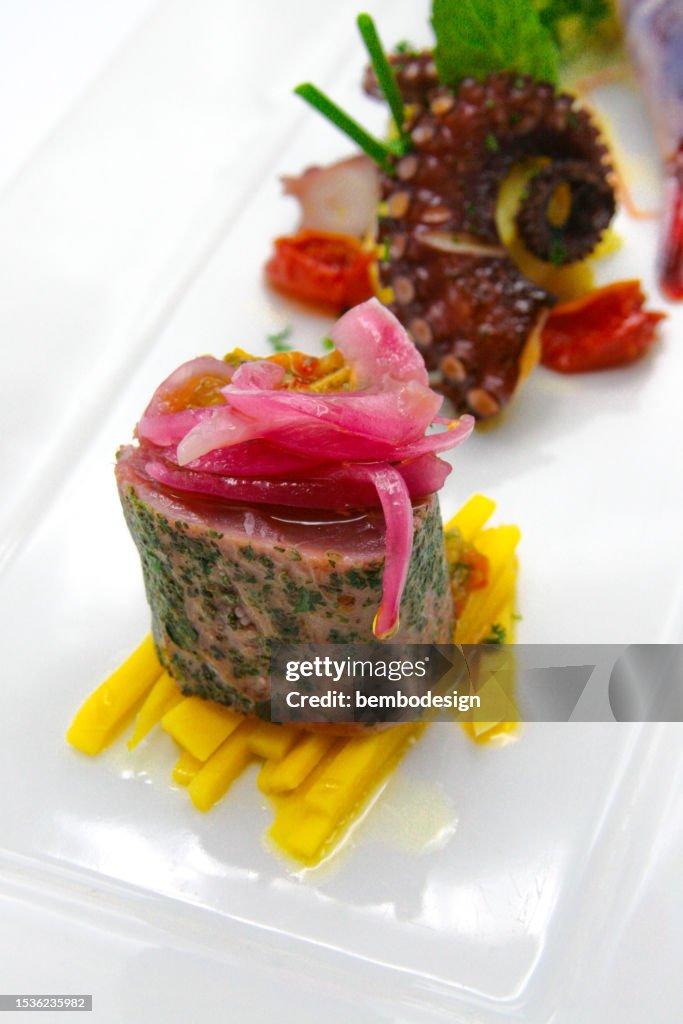 Octopus shrimp and tuna