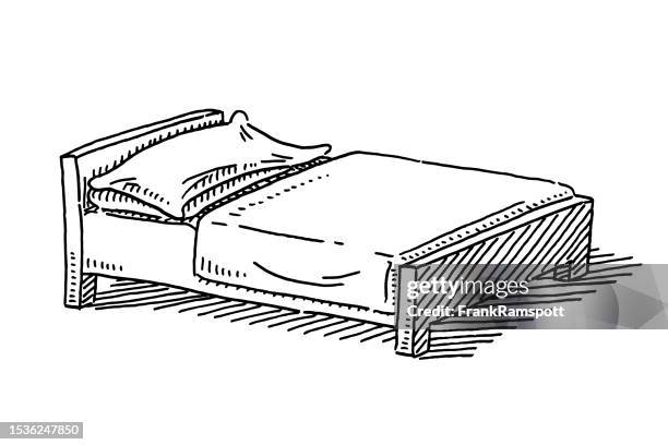 hotel bed symbol drawing - pillow vector stock illustrations