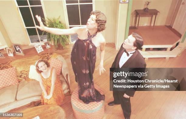 Scene from the Main Street Theater at Chelsea Market production of "Hay Fever." l-r Kelli Cousins, Charlene E. Hudgins, Andrew B. Ruthven. HOUCHRON...