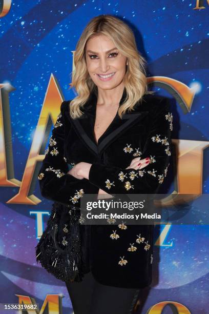 Anette Cuburu poses for a photo during the red carpet for a second premiere of 'El Mago - The Wiz' at Teatro Hidalgo on July 11, 2023 in Mexico City,...