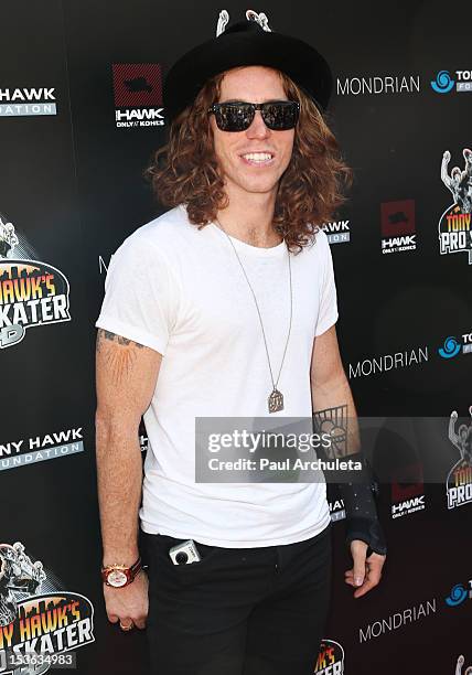 Pro Snowboarder Shaun White attends the 9th annual Stand Up For Skateparks benefit at Ron Burkle’s Green Acres Estate on October 7, 2012 in Beverly...