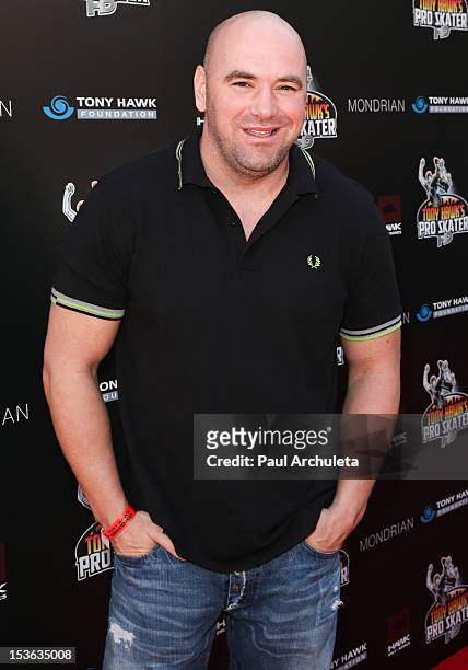 President Dana White attends the 9th annual Stand Up For Skateparks benefit at Ron Burkle’s Green Acres Estate on October 7, 2012 in Beverly Hills,...