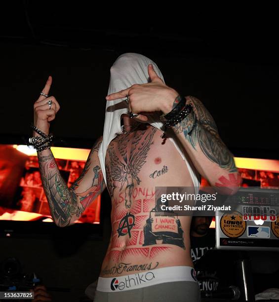 Attends the MGK album listening party at Slate on October 4, 2012 in New York City.