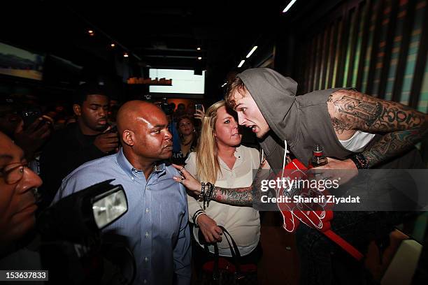 Attends the MGK album listening party at Slate on October 4, 2012 in New York City.