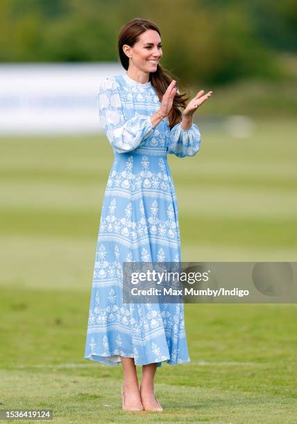Catherine, Princess of Wales attends the Out-Sourcing Inc. Royal Charity Polo Cup 2023 at Guards Polo Club, Flemish Farm on July 6, 2023 in Windsor,...