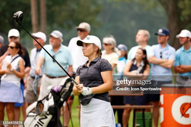 Fifteen year old amateur golfer Mia Hammond plays her tee shot on the 13th hole during her final round of the Dana Open on July 16 at Highland...