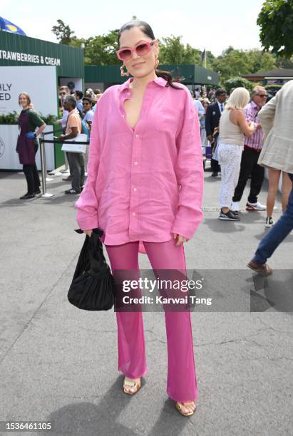 Jessie J attends day ten of the Wimbledon Tennis Championships at the All England Lawn Tennis and Croquet Club on July 12, 2023 in London, England.