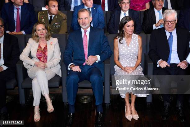 Minister of Economic Affairs and Digital Transformation Nadia Calviño, King Felipe VI of Spain and Queen Letizia of Spain deliver 'La Caixa'...