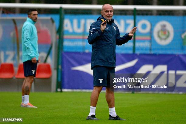 Lazio seond coach Giovanni Martuscelloduring day one of a SS Lazio training camp on July 12, 2023 in Auronzo di Cadore, Italy.