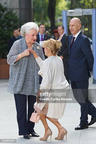 Princess Pilar de Borbon and Baroness Carmen Thyssen-Bornemisza attend the Museum Thyssen Bornemisza 20th anniversary on October 8, 2012 in Madrid,...