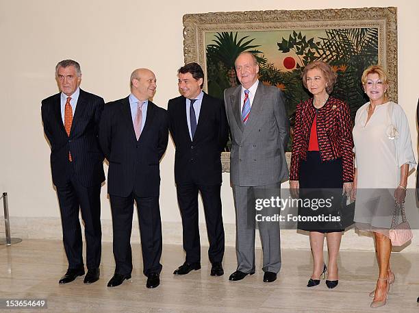 Jose Ignacio Wert , Ignacio Gonzalez, King Juan Carlos of Spain, Queen Sofia of Spain and Baroness Carmen Thyssen-Bornemisza attend Museum Thyssen...