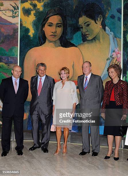 Jose Ignacio Wert, Jesus Posada, Baroness Carmen Thyssen-Bornemisza, King juan Carlos of Spain and Queen Sofia of Spain attend Museum Thyssen...