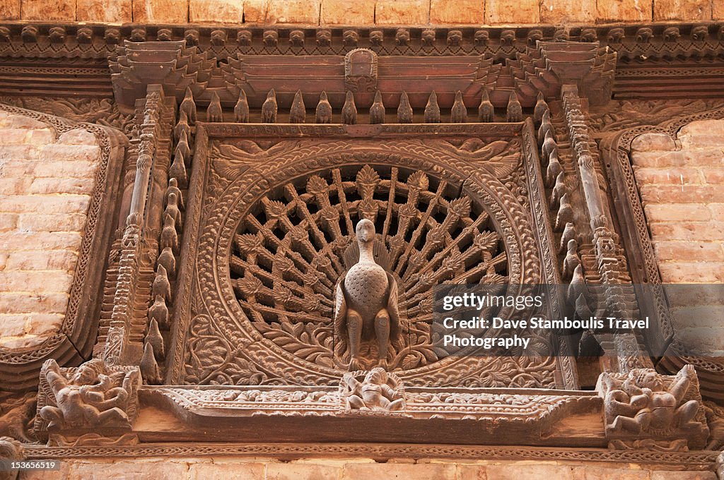Pecock Window Famous Wood Carving Peacock Window Nepal High-Res Stock Photo - Getty ...