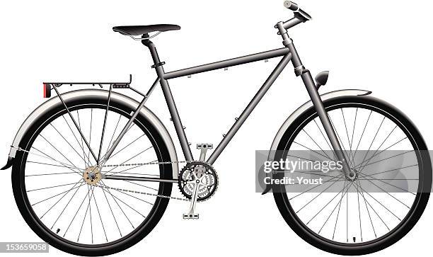 single-speed bicycle - mudguard stock illustrations