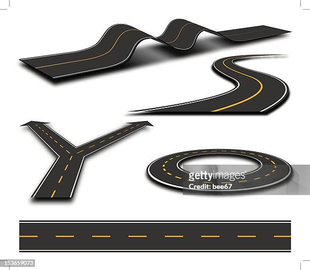 road elements - winding road stock illustrations