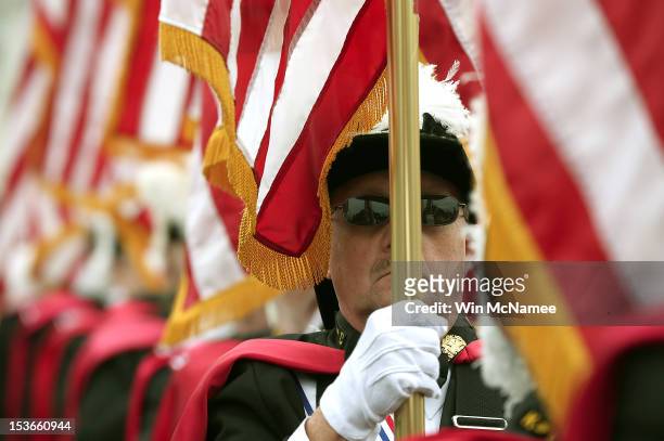 Members of the Knights of Columbus, take part in Columbus Day ceremonies October 8, 2012 in Washington, D.C. The day marks the 100th anniversary of...