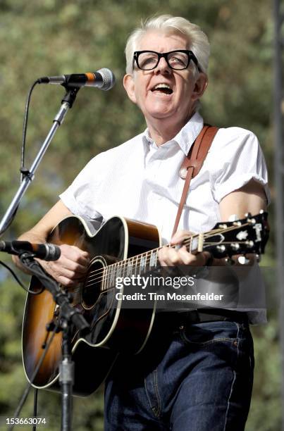Nick Lowe performs as part of the Hardly Strictly Bluegrass Festival in Golden Gate Park on October 7, 2012 in San Francisco, California.