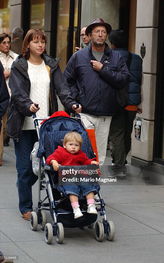 Eric Clapton Walks With His Family In New York