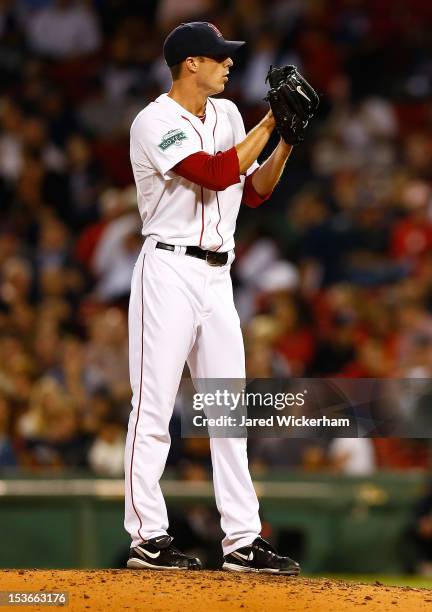 Clayton Mortensen of the Boston Red Sox pitches against the Tampa Bay Rays during the game on September 26, 2012 at Fenway Park in Boston,...