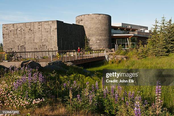 alaska islands and oceans visitor center with woma - homer south central alaska stock pictures, royalty-free photos & images