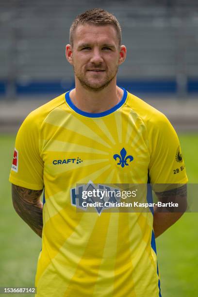 Marcel Schuhen of SV Darmstadt 98 poses during the team presentation at Merck - Stadion am Böllenfalltor on July 10, 2023 in Darmstadt, Germany.