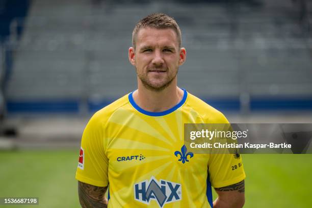 Marcel Schuhen of SV Darmstadt 98 poses during the team presentation at Merck - Stadion am Böllenfalltor on July 10, 2023 in Darmstadt, Germany.