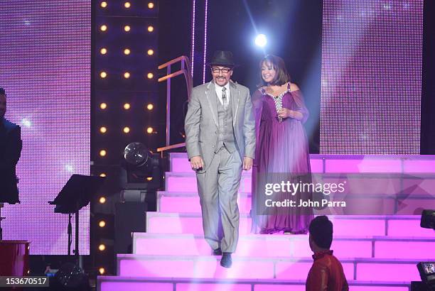 Fernando Arau and Maria Antonieta de las Nieves performs in Univisions Mira Quien Baila! on October 6, 2012 in Miami, Florida.