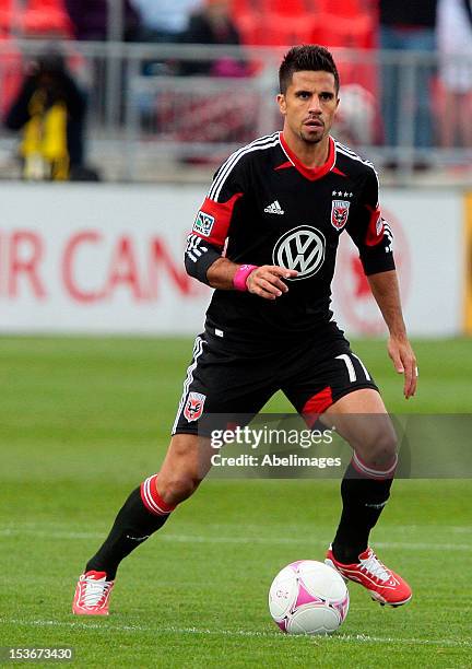 Marcelo Saragosa of DC United carries the ball during MLS action against the Toronto FC at BMO Field October 6, 2012 in Toronto, Ontario, Canada.