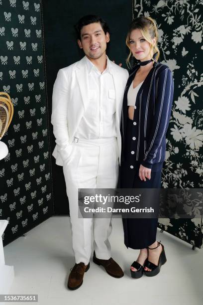 Will Sharpe and Meghann Fahy wearing Ralph Lauren, attend the Ralph Lauren Suite during The Championships, Wimbledon at All England Lawn Tennis and...