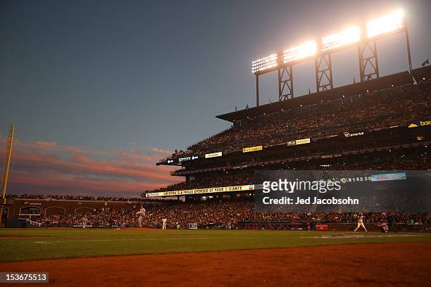 Bronson Arroyo of the Cincinnati Reds pitches during Game 2 of the NLDS against the San Francisco Giants at AT&T Park on Sunday, October 7, 2012 in...