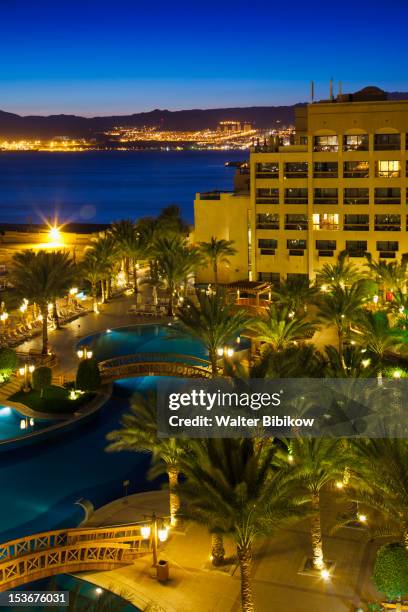 jordan, aqaba, red sea and intercontinental hotel - aqaba stock pictures, royalty-free photos & images