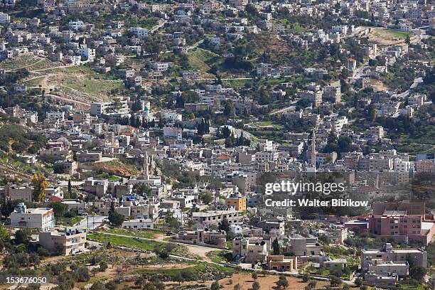 jordan, ajloun, elevated town view - jordanian stock pictures, royalty-free photos & images