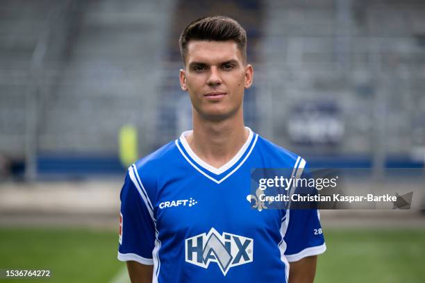 Mathias Honsak of SV Darmstadt 98 poses during the team presentation at Merck - Stadion am Böllenfalltor on July 10, 2023 in Darmstadt, Germany.