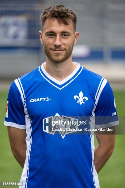 Matthias Bade of SV Darmstadt 98 poses during the team presentation at Merck - Stadion am Böllenfalltor on July 10, 2023 in Darmstadt, Germany.