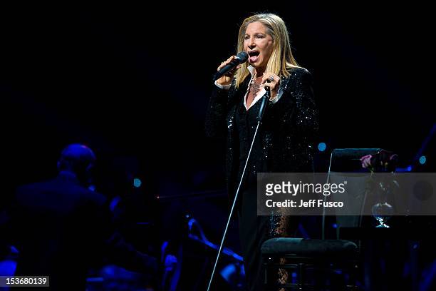 Barbra Streisand performs on the opening night of her "Back To Brooklyn" tour at the Wells Fargo Center on October 8, 2012 in Philadelphia,...