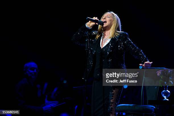 Barbra Streisand performs on the opening night of her "Back To Brooklyn" tour at the Wells Fargo Center on October 8, 2012 in Philadelphia,...