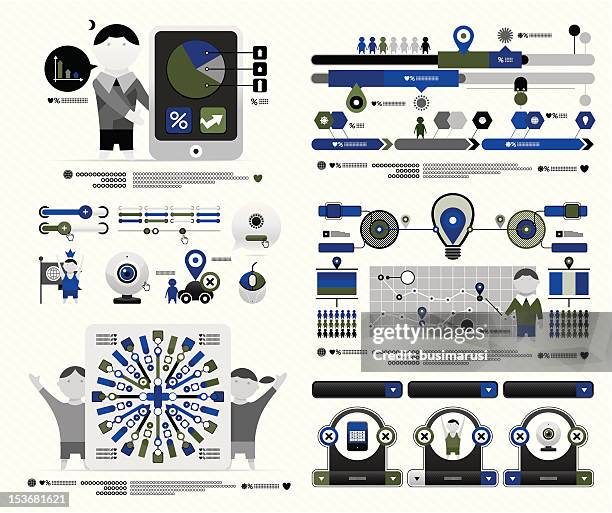 complex set of infographics - framework chart stock illustrations