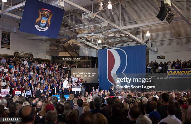 Congressman Paul Ryan attends the Congressman Paul Ryan Rally With Kid Rock at Oakland University Athletic Center on October 8, 2012 in Rochester,...