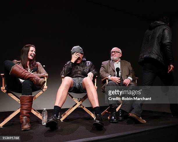 Kate Arrington, Michael Shannon and Ed Asner attend Meet The Cast of Broadway's "Grace" at the Apple Store Soho on October 8, 2012 in New York City.