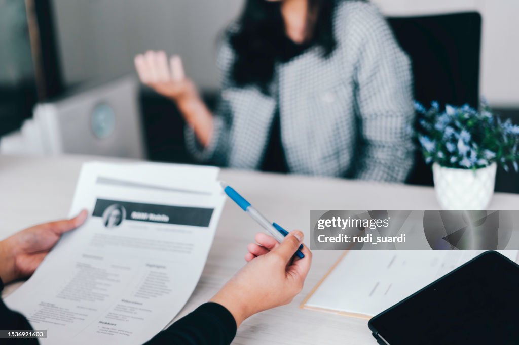 Business woman in a job interview