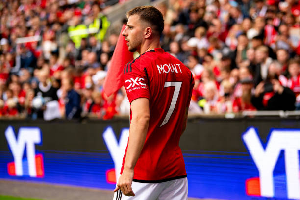Mason Mount of Manchester United looks on during the Pre-Season Friendly match between Manchester United and Leeds United at Ullevaal Stadium on July...
