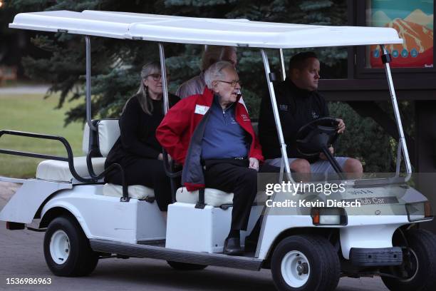 Warren Buffett, Chairman and CEO of Berkshire Hathaway, makes his way to a morning session at the Allen & Company Sun Valley Conference on July 12,...