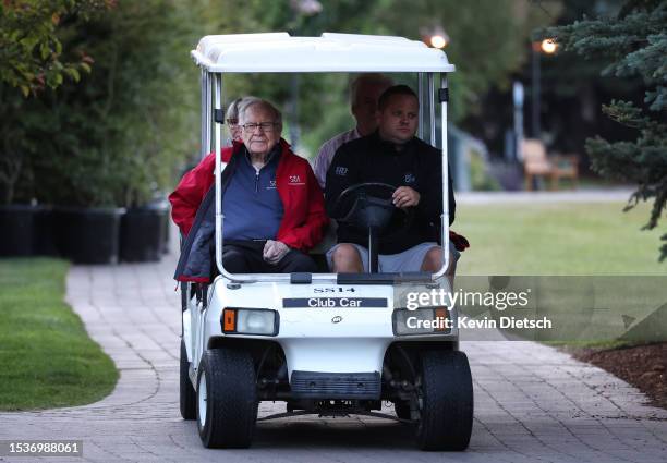 Warren Buffett, Chairman and CEO of Berkshire Hathaway, makes his way to a morning session at the Allen & Company Sun Valley Conference on July 12,...