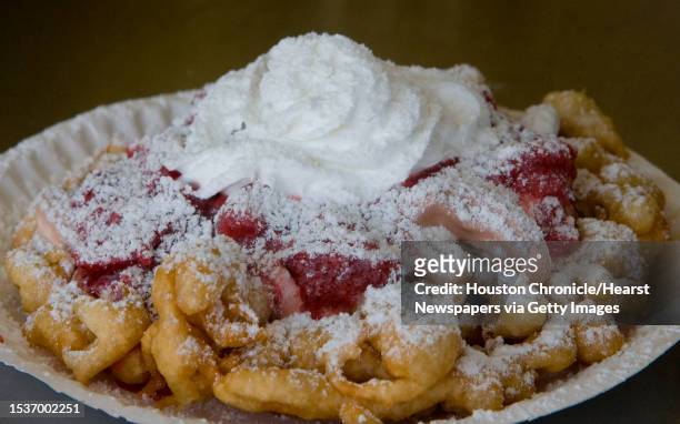 Funnel Cake Sundae from Piches Beignets is a popular food item at the Houston Livestock Show and Rodeo. (Friday, March 6 in Houston.