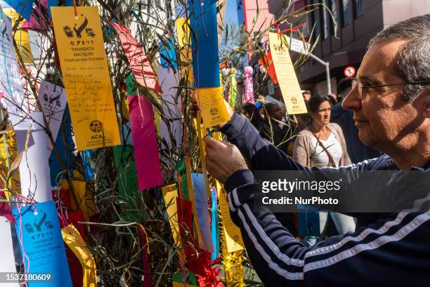 People take part at Tanabata Festival on 16 July 2023 in Sao Paulo, Brazil. The Tanabata Matsuri or Star Festival is a festival that usually takes...
