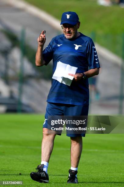 Lazio head coach Maurizio Sarri during the SS Lazio training session day1 on July 12, 2023 in Auronzo di Cadore, Italy.