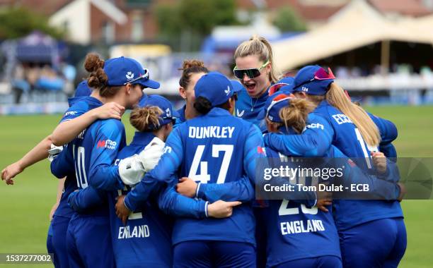 Players of England prior to the Women's Ashes 1st We Got Game ODI match between England and Australia at Seat Unique Stadium on July 12, 2023 in...