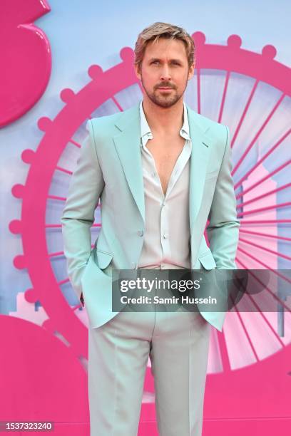 Ryan Gosling attends the "Barbie" European Premiere at Cineworld Leicester Square on July 12, 2023 in London, England.