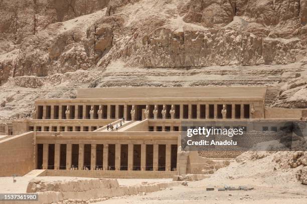 General view of the Mortuary Temple of Hatshepsut located on the West banks of the Nile river in Luxor, Egypt on July 16, 2023. Hatshepsut, the...