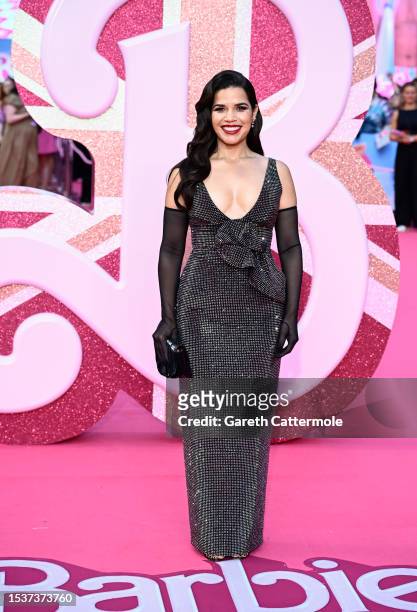 America Ferrera attends the "Barbie" European Premiere at Cineworld Leicester Square on July 12, 2023 in London, England.